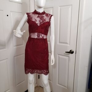 Tobi Extraordinary Wine Bodycon Dress - Small